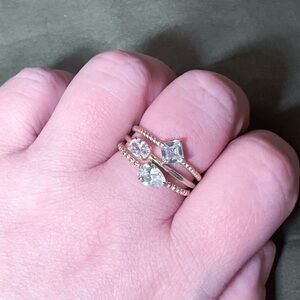 EUC✨Melinda Maria Three Ring Stack with Simulated Diamonds 18k Gold Plated✨Sz8